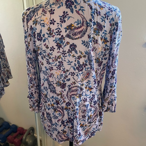 Xhilaration Purple Floral Tie-Front Blouse - Picture 2 of 4